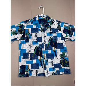 Vintage Reef Tiki Idol Hawaiian Print Shirt *note no size